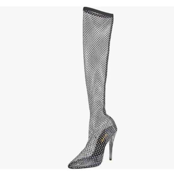 pointed toe sparkly over the knee boots